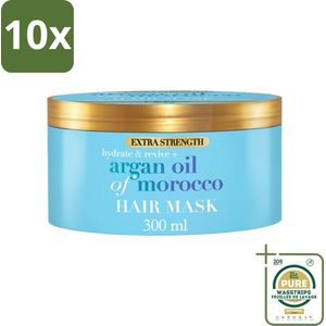 10 x OGX - Argan Oil of Morocco - Haarmasker - Extra Sterk - Voor Beschadigd Haar - 300 ml - Grootverpakking - Haarmasker - Arganolie - Haarherstel - Haarversterking - Beschadigd Haar