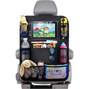 1 stuk rugleuningbescherming auto kinderen met 10 inch iPad/tablettas, 600D Oxford-stof, waterdichte autostoel achterbank organizer autostoelbeschermer rugleuning, zwart