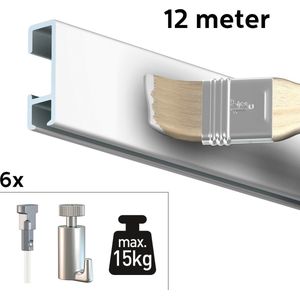Artiteq Schilderij Ophangsysteem 12 meter All-in-one Click Rail 15kg / Wit Primer RAL 9016