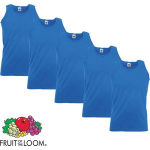 5 Pack Fruit of the Loom Valueweight Sportshirt-Onderhemd Royal Maat L