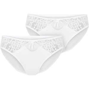 Merry Style Dames Slip Onderbroek - Katoen - Regular Taille - 2-Pack - MS-GAB-17-Hipsters-2P - Wit (2Pack) - S