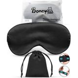 Boncy® Verstelbaar Zijde Slaapmasker met Opbergzakje - Zwart Oogmasker - Slaapmaskers Vrouwen en Mannen Zijde