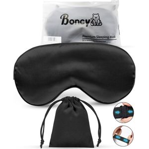 Boncy® Verstelbaar Zijde Slaapmasker met Opbergzakje - Zwart Oogmasker - Slaapmaskers Vrouwen en Mannen Zijde