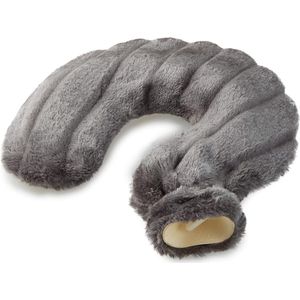 Hals warmwaterkruik met fleece hoes - wikkel voor lichaam nek en schouder - verwennerij cadeau - donkergrijs - ontspanning thuis
