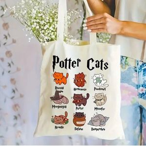 Harry Potter: Tote Bag - Canvas Tas - Boodschappentas - Shopper - Potter Cats