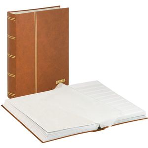 Lindner 1163 Postzegelalbum - Bruin - Extra groot formaat 64 witte blz. - Luxe - postzegels - insteekalbum - stock - stockboek