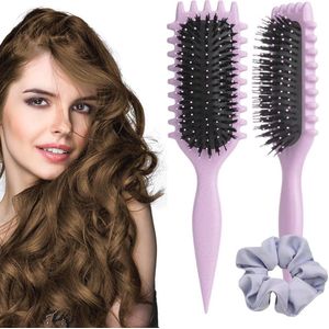 Multifunctionele Krullende Haarborstel - Ontwarrend, Anti-Klit, Zacht voor Alle Haartypes