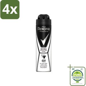 Rexona Men - Deodorant Spray - Motion Sense - Invisible Black & White - Anti-Transpirant & Perspirant - 150ml - Voordeelverpakking - 4 stuks - Rexona Mannen Deodorant - Anti-transpirant