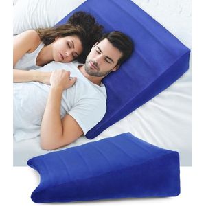 Wigkussen voor bed - reflux kussen - anti snurk - orthopedische rugleuning - leeskussen - opblaasbaar bedwig matraslee - driehoekig kussen - comfortabel slapen - reizen - pijnverlichting (blauw) leeskussen