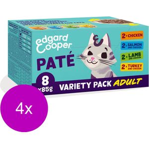 Edgard & Cooper Kattenvoer Adult 4 x Multipack Pate 8 pack x 85 gr