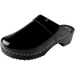 Lederen Lak Clog Zwart | BigHorn 6006 | Maat 38