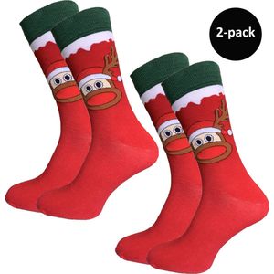 WeirdoSox kerstsokken - 2 paar - Rendier - Dames en Heren - Zonder voelbare teennaad - Maat 43-46