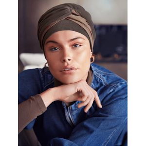 Christine Headwear - Viva Headwear - Ella V Turban - Dusky Mole - Katoen & Viscose - Chemo Mutsje / Sjaaltje