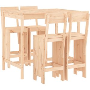 vidaXL 5-delige Barset massief grenenhout - Tuinbarset - Tuinbarsets - Tuinset - Eethoek