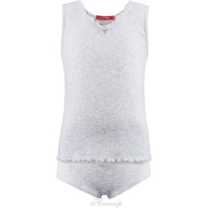 Exclusief Luxueus Kinder nachtkleding Hanssop, Meisjes, Katoenen ondergoed set, zacht grijs, maat 116