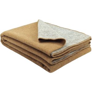 Plaids.shop - COPENHAGEN - Wollen Deken - Beige-Lichtgrijs - 150x200cm - Dubbelzijdig Plaid - 100% Wol