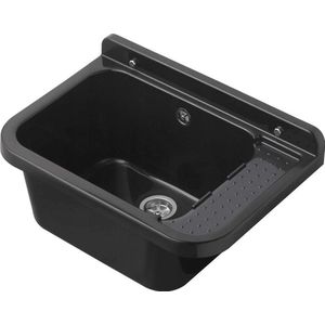 Gootsteen 50x34 cm zwart met overloop voor commerciële gebruik