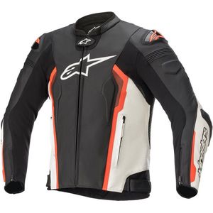 Alpinestars Missile V2 Black White Red Fluo Leather Motorcycle Jacket 48 - Maat - Jas