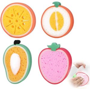 Babybadsponzen, konjacbadsponzenset van vier stuks, konjacsponzen, babybadsponzen, natuurlijke en schattige badsponzen, prachtige badsponzen in de vorm van fruit.