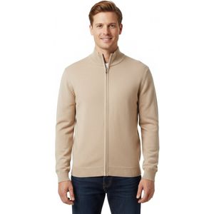 Moderne Gebreide Vest - Heren - Beige - Aansluitend - Getailleerd - Trui