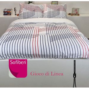 Sofiben - Celeste - Gioco di Linea - dekbedovertrek met een doorlopende rits over 3 zijden - afm. 240 x 220 cm.