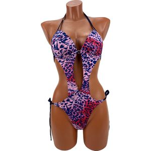 Dames bikini - Panter print roze -Monokini - 1 delige - Maat L/XL