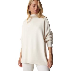 Happinessistanbul Rode Oversized Gebreide Damessweater Met Col En Col Bv00084