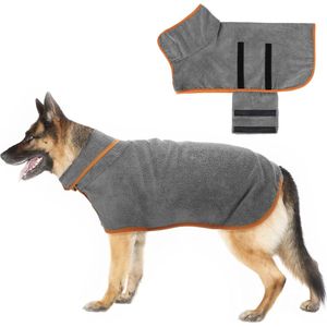 Hondenbadjas, microvezel, hondenbadhanddoek, hondenbadjas, extra absorberend, sneldrogende hondenbadjas met verstelbare bandjes, voor grote, middelgrote en kleine honden (XL)