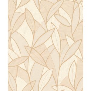 Allure - Moderne Bladeren - Behang - Vliesbehang - Wanddecoratie - Beige - 0,53 x 10,05 M.