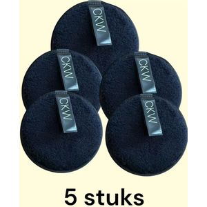 CKW Herbruikbare Zwarte Make-up Remover Pads - 5 Wasbare Organische Katoenen Rondjes - Gezichtsreinigingsdoekjes - Make-up Verwijderingsdoekjes voor Alle Huidtypes