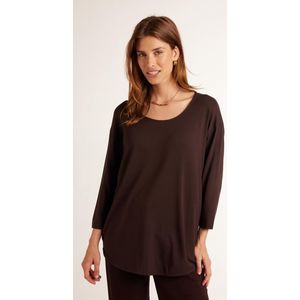 DIDI Dames Loose tee crew 3/4 sleeves Chocolate brown maat 36