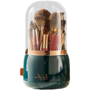 360° Rotating Waterproof Cosmetic Organiser with Dustproof Lid for Basin Bathroom Desk Worktop - Makeup Brush Holder