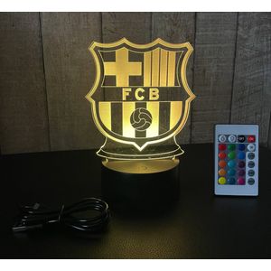 Klarigo®️ Nachtlamp – 3D LED Lamp Illusie – 16 Kleuren – Bureaulamp – Voetbal – Sfeerlamp Fc Barcelona – Nachtlampje Kinderen – Creative lamp - Afstandsbediening