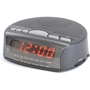 Wekkerradio met buzzalarm en snooze-functie - AM/FM-radio met slaaptimer en roterende volumeregeling - Zwart