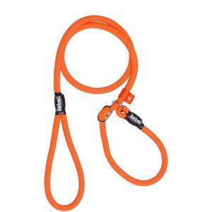 Rebel Petz - Honden Trainingslijn met Halsband - Taupe, Zwart, Groen & Oranje - Maat Small of Large - Kleur: Oranje, Maat: Large