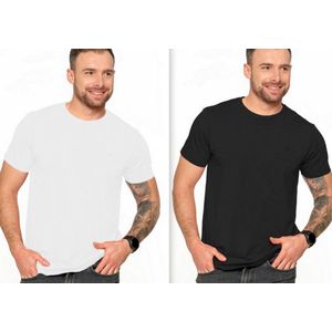 Premium Line -gekamd katoen | heren T-shirt | slim fit | set van 2 : zwart en wit | maten: S- 3 XL | 3XL