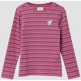 T-shirt - Slim-fit - Lange Mouwen - Geribde Katoenmix - Glinsterende Strepen