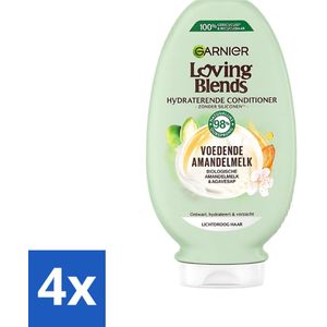 Garnier - Loving Blends - Conditioner - Voedende Amandelmelk - Lichtdroog Haar - 250 ml - Voordeelverpakking - 4 stuks