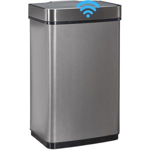 Relaxdays prullenbak - met sensor - 60 l - rvs - keuken - badkamer - op batterijen