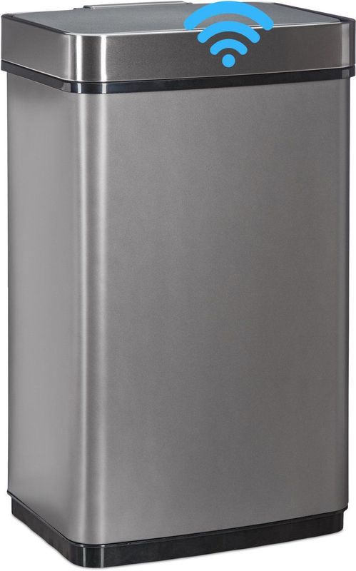 Relaxdays prullenbak - met sensor - 60 l - rvs - keuken - badkamer - op batterijen