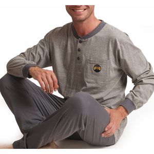 Outfitter - Heren Pyjama - Grijs Gestreept - katoen - Maat XXL