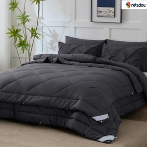 Retadou - Dekbed 240 x 220 cm, 4 seizoenen, 2-delig, grijs - zomerdekbed 240 x 220 cm 150 g/m² + dekbed voor het hele jaar 220 x 240 cm, 300 g/m² = winterdekbed 450 g/m², ademend dekbed voor vier