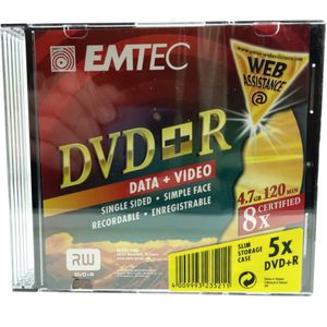 EMTEC Premium DVD+R 4.7GB - 5 Stuks