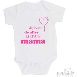 100% katoenen Romper ""Jij bent de allerliefste mama"" Meisjes Katoen Wit/roze Maat 62/68
