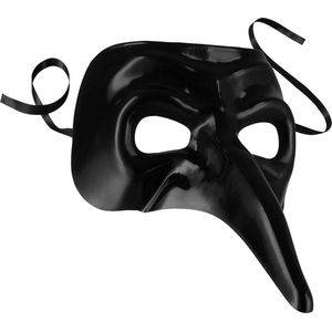 dressforfun - Venetiaans masker met lange neus zwart - verkleedkleding kostuum halloween verkleden feestkleding carnavalskleding carnaval feestkledij partykleding - 303554