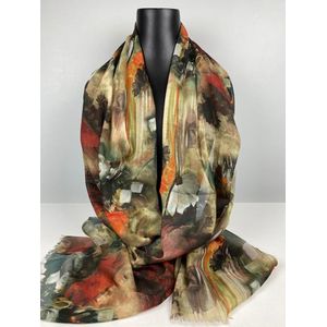Sjaal met bloemenprint digitaal 70% viscose met 30 % zijde in meerdere kleuren