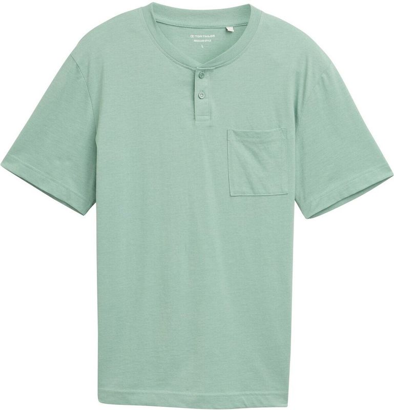 TOM TAILOR - Shirt - Lichtgroen - Kwartmouw - Ronde Hals