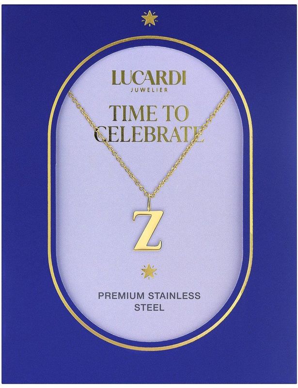 Lucardi - Dames Stalen Goldplated Ketting - Goudkleurig - 47 cm