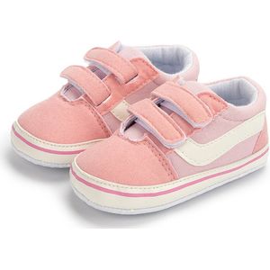 Baby schoentjes - babysneakers van Completebabyuitzet - klittenband met veter - Schoenmaat 18-19 – 0-6 maanden (11cm) - Donkerroze