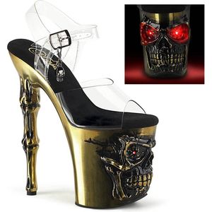 Pleaser - RAPTURE-808-LT Sandaal met enkelband, Paaldans schoenen - US 10 - 40 Shoes - Transparant/Goudkleurig